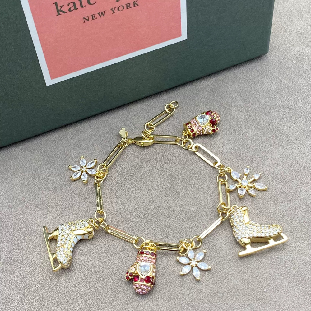 kate spade Zircon Ice Skate Glove Snowflake Charm Bracelet